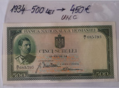 Bancnota 500 lei 1934 UNC foto