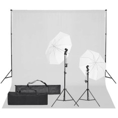 vidaXL Kit studio foto cu set de lumină și fundal 3094646