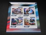 Timbre Poștale Bloc Djibouti 2017 &ndash; 4 modele celebre de locomotive cu abur, obliterat, colecție tematică feroviară, Transporturi, Stampilat