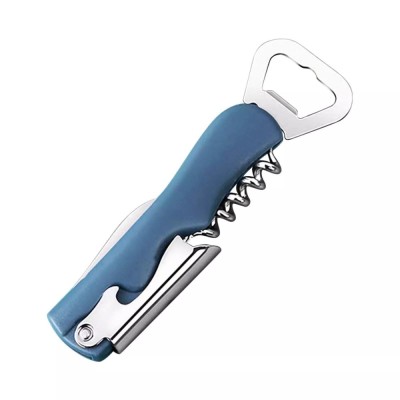 Tirbuson de Sticle 4 in 1, Cyrax, Desfacator de Sticle Multifunctional, din Inox cu Maner Anti Alunecare, 13.5 x 4 cm Albastru foto