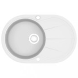 vidaXL Chiuvetă de bucătărie din granit, alb, un bazin, oval