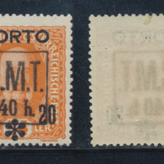 ROMANIA 1919 ocupatia Pocutia timbru sursarj CMT 40h pe Austria porto 20h MNH