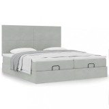 Gossi cadru de pat otoman cu saltele gri deschis 200x200cm catifea