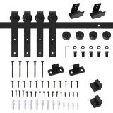 HOMCOM Kit Usa Glisanta cu Sine, Opritoare, Ghidaje 183x0.4x25cm Negru