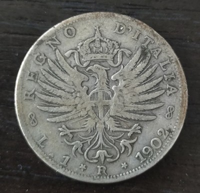 Moneda Italia - 1 Lira 1902 - Argint foto