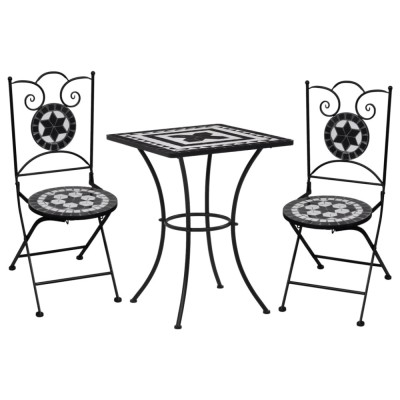 Gossi set de bistro mozaic, 3 piese, negru &amp;amp; alb, placa ceramica foto