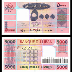LIBAN █ bancnota █ 5000 Livres █ 2004 █ P-85a █ UNC █ necirculata