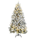 Brad de Crăciun artificial articulat 300 LED-uri/zăpadă pufoasă