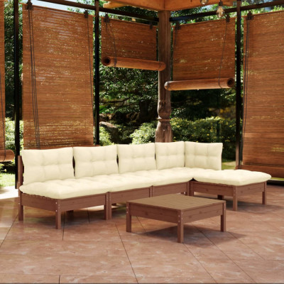 vidaXL Set mobilier grădină cu perne, 6 piese, maro miere, lemn de pin foto
