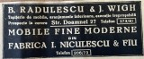 1931 Reclamă rom&acirc;nească Fabrica I. Niculescu &amp; fiu / mobila fina / Bucuresti interbelic Str Doamnei Nr 27 Magazin B. RADULESCU &amp; J. WIGH industrie