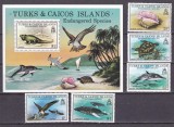 Turks Caicos 1979 fauna MI 425-429 + bl. 14 MNH ww81