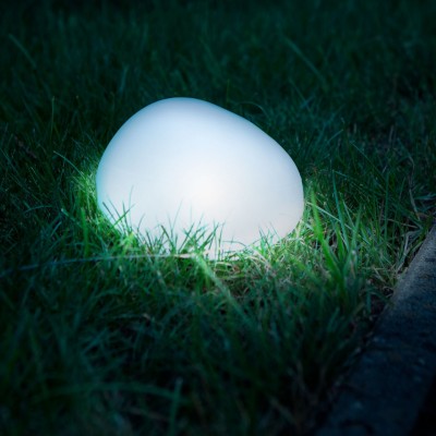 Lampa solara - forma pietricele - sticla mata - 165 x 142 x 115 mm - LED alb foto