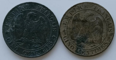 Lot monede- Imperiul Francez - 5 Centimes 1854 - A si BB foto