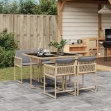 VidaXL Set mobilier pentru grădină, 5 piese, cu perne, bej, poliratan