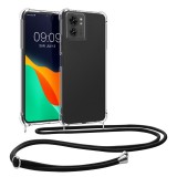Husa Kwmobile pentru Motorola Edge 40, Transparent/Negru, Silicon, KWM000022OU001C, Textil, Carcasa