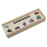 Joc Domino in cutie de lemn, joc educativ, ce dezvolta atentia si invatarea, Maxx, model masini, 28 piese