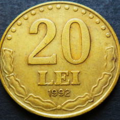 Moneda 20 LEI - ROMANIA, anul 1992 *cod 2871 = CIRCULATA