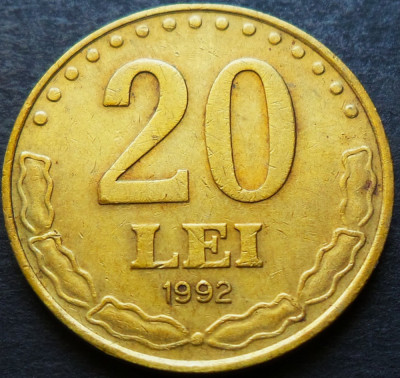 Moneda 20 LEI - ROMANIA, anul 1992 *cod 2871 = CIRCULATA foto