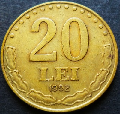 Moneda 20 LEI - ROMANIA, anul 1992 *cod 2871 = CIRCULATA foto