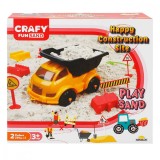 Set nisip kinetic, Crafy Fun Sand, Happy Construction Site, 12 piese, 500 g nisip