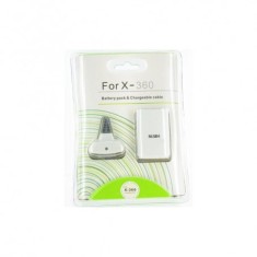 Set cablu + baterie 4800mAh pentru Xbox 360 Culoare Alb, Capacitate 4800 mAh foto
