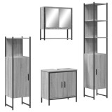 Cumpara ieftin Set mobilier de baie, 4 piese, gri sonoma, lemn prelucrat