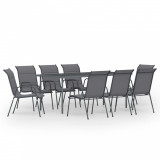 Set mobilier de exterior, 9 piese, antracit, oțel