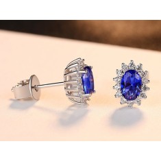 Cercei ARGINT CU Zirconiu --BLUE SAPPHIRE-- arg237A