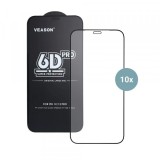Folie de protectie Ecran Veason PRO pentru Apple iPhone 17 Pro Max, Sticla Securizata, Full Glue, Set 10 bucati, 6D, Neagra