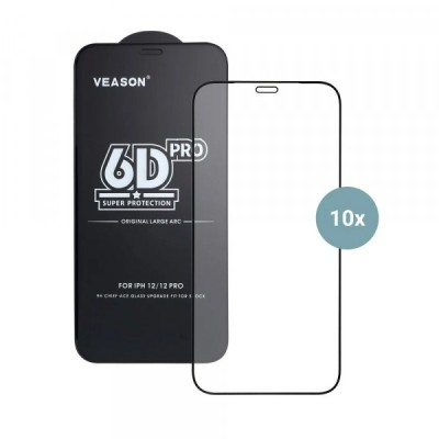 Folie de protectie Ecran Veason PRO pentru Apple iPhone 17 Pro, Sticla Securizata, Full Glue, Set 10 bucati, 6D, Neagra foto