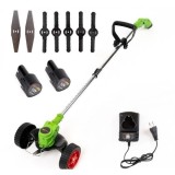 Motocoasa cu Roti, 2 in 1 PENDAN, cu 2 Acumulatori 12V, 7 lame incluse