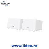 Sistem Wireless Mesh Gigabit MERCUSYS Halo H47BE BE9300, Wi-Fi 7, Tri Band 574 + 2880 + 5760 Mbps, 2 buc, alb