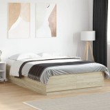 VidaXL Cadru de pat, stejar sonoma, 150x200 cm, lemn prelucrat 3209697