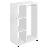 HomCom Armadio Guardaroba con Ruote in Legno, bianco, 80x40x128cm