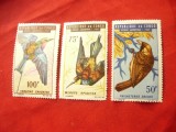 3 Timbre Congo 1967 - Pasari , val.: 50 ,75 , 100 fr , sarniera