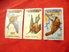 3 Timbre Congo 1967 - Pasari , val.: 50 ,75 , 100 fr , sarniera