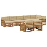 vidaXL Set de canapele de exterior cu pernă 8 pcs Natural și Bej 3383511
