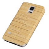 Husa tip carte cu stand galbena (Wood Grain) pentru Samsung Galaxy S5 G900