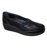 Pantofi dama cu talpa ortopedica din piele naturala negri, 36 - 40, Negru, Cu platforma
