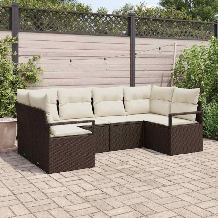 vidaXL Set de canapele pentru grădină 6 pcs Maro Rattan poli 3346518