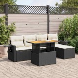 Cumpara ieftin Gossi set mobilier de gradina cu perne, 6 piese, negru, poliratan