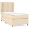 Pat box spring cu saltea, crem, 90x190 cm, textil