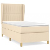 Cumpara ieftin Pat box spring cu saltea, crem, 90x190 cm, textil