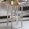 Masă lucru bucătărie inox vidaXL 55x55x93cm, cu bordură antistropire, raft depozitare, picioare reglabile, ideal HORECA