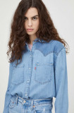 Levi&#039;s camasa jeans femei, cu guler clasic, regular