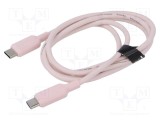 Cablu USB 2.0 USB C Nichelat 1m Roz VENTION