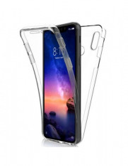 Husa fata spate 360 Huawei Y7 (2018), material fata tpu si pet, spate din plastic, transparenta, protectie full foto