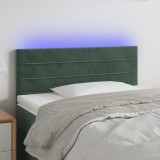 Cumpara ieftin Tăblie de pat cu LED, verde &icirc;nchis, 100x5x78/88 cm, catifea