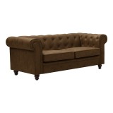 Canapea cu 2 locuri antichizata dintr-un tip incredibil de stofa maro Chesterfield 160x84x67cm