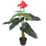 VidaXL Plantă artificială Anthurium cu ghiveci, 90 cm, roșu și galben
